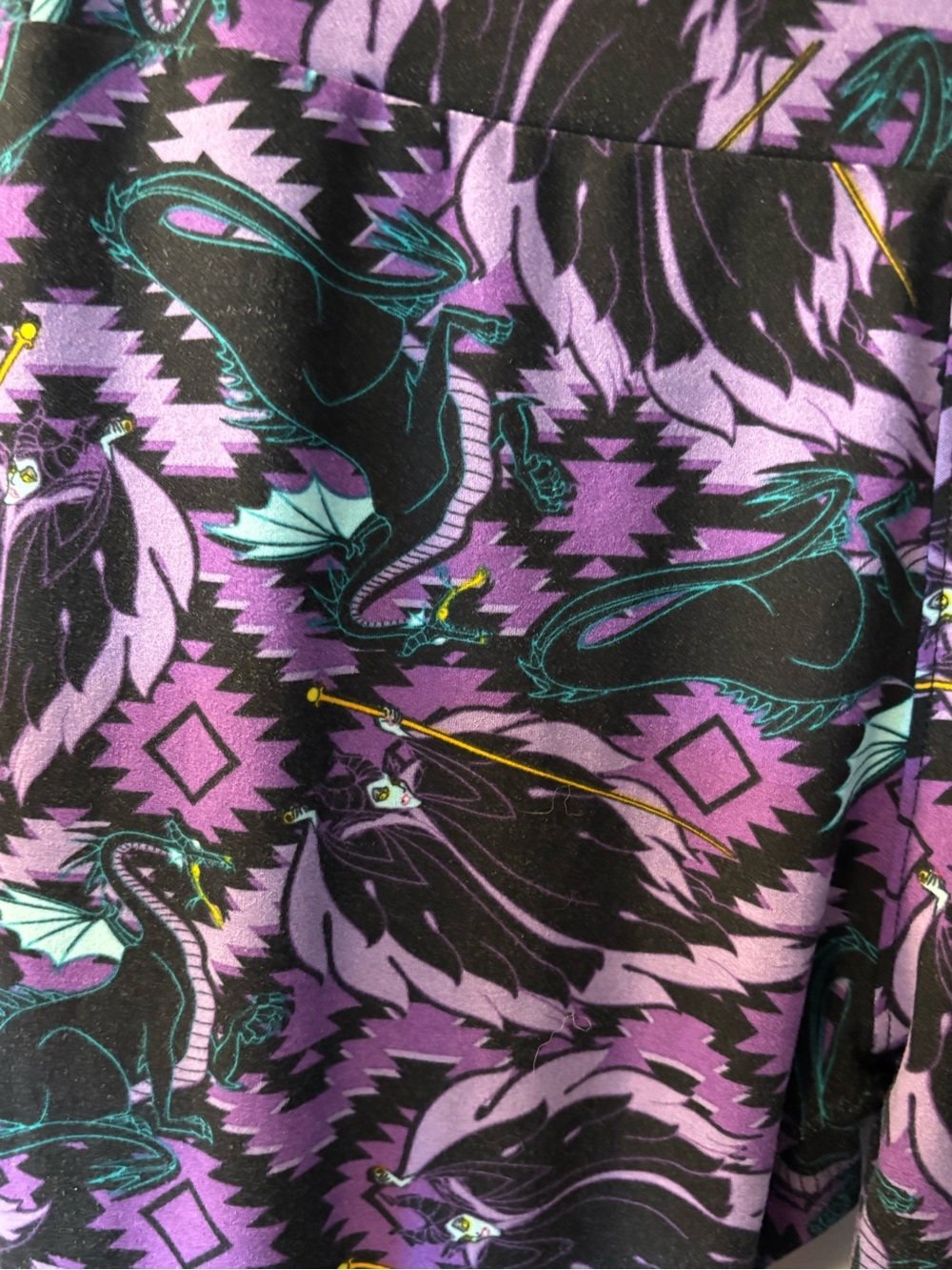 LuLaRoe Disney Villains Maleficent Dragon Fantasy Purple Black Print Leggings